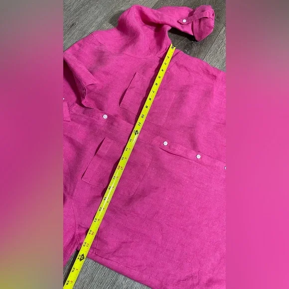 💯Linen Charter Club Fuchsia Button-Down Shirt - Picture 10 of 12